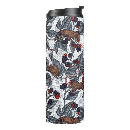 Bouteilles Isothermes Souris et mûres sur blanc (Tourné sur la gauche)