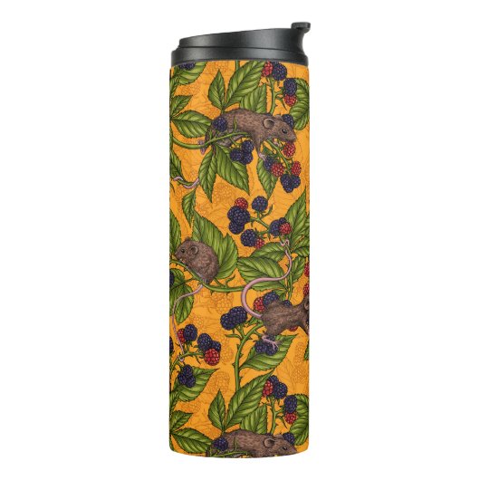 Bouteilles Isothermes Souris et mûres sur jaune (Tourné sur la gauche)