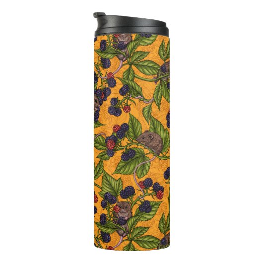 Bouteilles Isothermes Souris et mûres sur jaune (Tourné sur la droite)