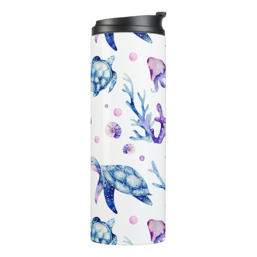 Bouteilles Isothermes Sous la mer les créatures sans couture motif (Tourné sur la gauche)