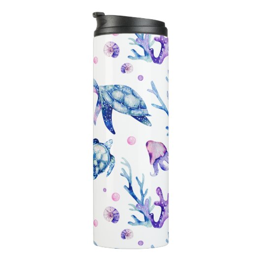 Bouteilles Isothermes Sous la mer les créatures sans couture motif (Tourné sur la droite)