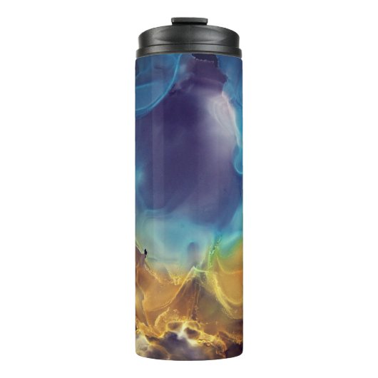 Bouteilles Isothermes Space Nebula bleu jaune Alcool art (Devant)