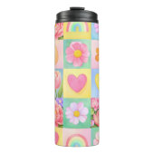 Bouteilles Isothermes Spring Floral Blossoms Heart Checkerboard Pattern (Devant)