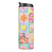 Bouteilles Isothermes Spring Floral Blossoms Heart Checkerboard Pattern (Tourné sur la droite)