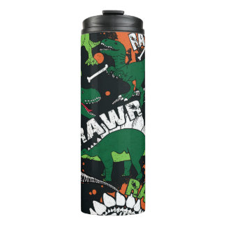 Bouteilles Isothermes Squelette de dinosaure, motif sans soudure grunge.