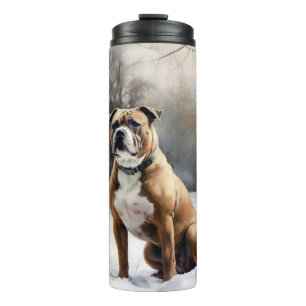 Bouteilles Isothermes Staffordshire Bull Terrier Qu'il neige Noël
