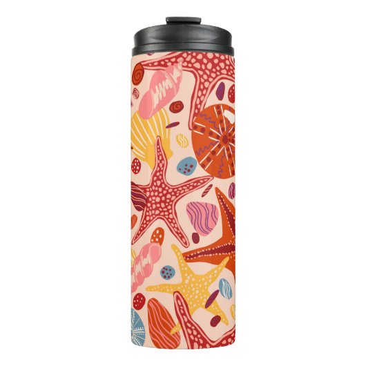 Bouteilles Isothermes Starfish, coquillages et pierres à la main plate V (Devant)