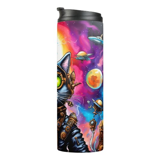 Bouteilles Isothermes Steampunk Space Chat I (Tourné sur la droite)