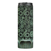 Bouteilles Isothermes Steampunk Verdigris bronze engrenages Monogramme p (Dos)