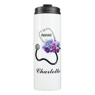Bouteilles Isothermes Stéthoscope d'infirmière de médecin Pansy Bleu Flo