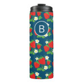 Bouteilles Isothermes Strawberry and Flower Blue Pattern Monogrammed (Devant)