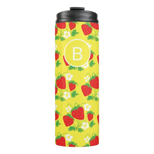 Bouteilles Isothermes Strawberry and Flower Yellow Pattern Monogrammed (Devant)