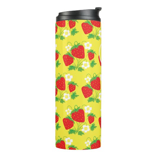Bouteilles Isothermes Strawberry and Flower Yellow Pattern Monogrammed (Tourné sur la gauche)