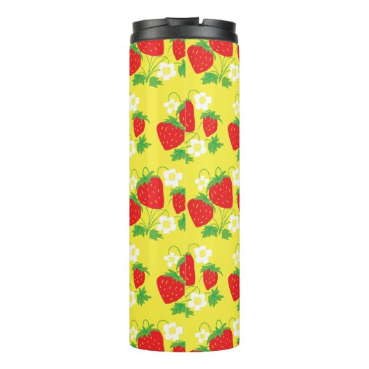 Bouteilles Isothermes Strawberry and Flower Yellow Pattern Monogrammed (Dos)
