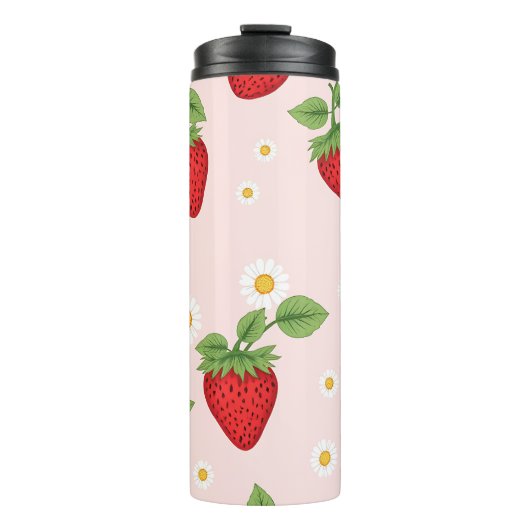 Bouteilles Isothermes Strawberry & Daisy Pattern – Stainless Steel Trave (Devant)