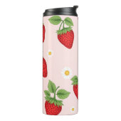 Bouteilles Isothermes Strawberry & Daisy Pattern – Stainless Steel Trave (Tourné sur la gauche)