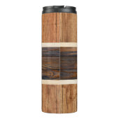 Bouteilles Isothermes Stripe en bois rustique Tan Tan Thermal Tumbler (Dos)