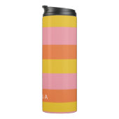 Bouteilles Isothermes Stripes d'été personnalisées rose jaune orange (Tourné sur la droite)