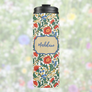 Bouteilles Isothermes Style Floral Willam Morris Bleu Rouge Or Vintage