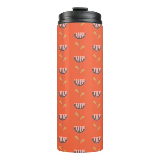Bouteilles Isothermes Style folklorique scandinave Fleur simple en orang (Devant)