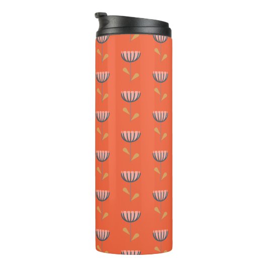 Bouteilles Isothermes Style folklorique scandinave Fleur simple en orang (Tourné sur la droite)