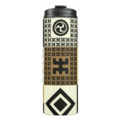 Bouteilles Isothermes Style japonais, or noir sans couture motif. (Devant)