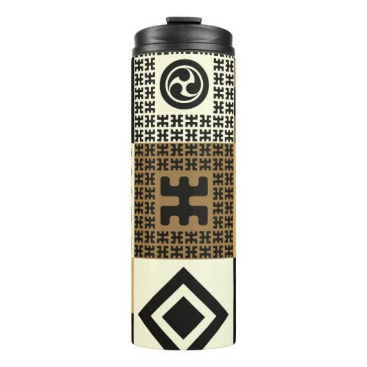 Bouteilles Isothermes Style japonais, or noir sans couture motif. (Devant)