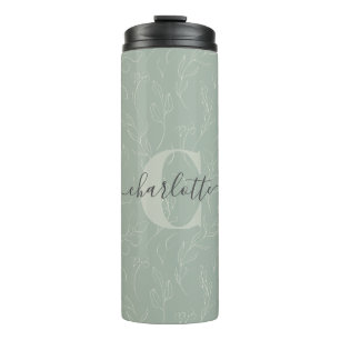 Bouteilles Isothermes Style rustique Sage vert Botanique Nom floral   