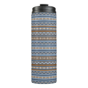 Bouteilles Isothermes Style sud-ouest bleu et Motif géométrique Brown