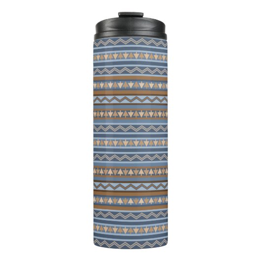 Bouteilles Isothermes Style sud-ouest bleu et Motif géométrique Brown (Devant)