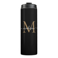Stylish Black Gold Monogram Girly Script Fitness