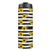 Bouteilles Isothermes Sunflowers with Black and White Horizontal Lines (Devant)