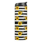 Bouteilles Isothermes Sunflowers with Black and White Horizontal Lines (Tourné sur la gauche)