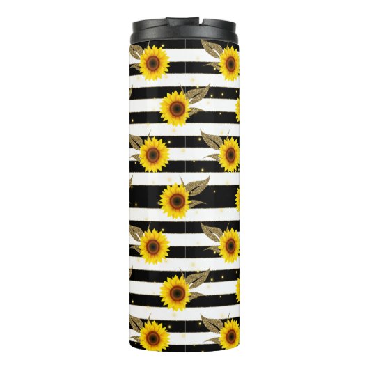 Bouteilles Isothermes Sunflowers with Black and White Horizontal Lines (Dos)