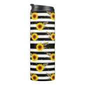 Bouteilles Isothermes Sunflowers with Black and White Horizontal Lines (Tourné sur la droite)