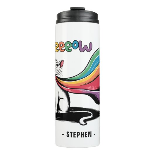 Bouteilles Isothermes Super Cat Meeeow - Rainbow Cape Pride Cat (Devant)