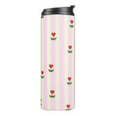 Bouteilles Isothermes Sweet Heart Flower Pattern – Soft Pink Striped (Tourné sur la gauche)
