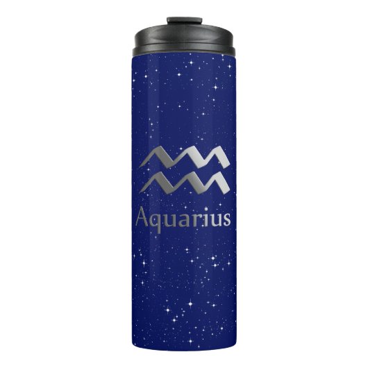 Bouteilles Isothermes Symbole zodiaque pour Aquarius sur le bleu profond (Devant)