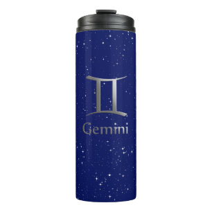 Bouteilles Isothermes Symbole zodiaque pour Gemini sur le bleu profond d