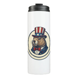 Bouteilles Isothermes T-shirt avec gravure vintage de marmotte patriotiq