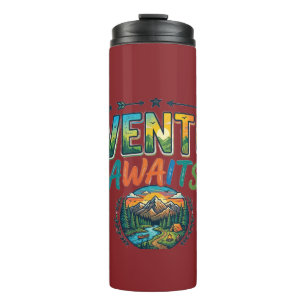 Bouteilles Isothermes T-shirt vintage montagne "L'aventure attend"