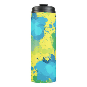 Bouteilles Isothermes Taches de peinture jaune turquoise vert abstrait
