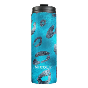 Bouteilles Isothermes Taches d'impression guépard léopard bleu et noir p