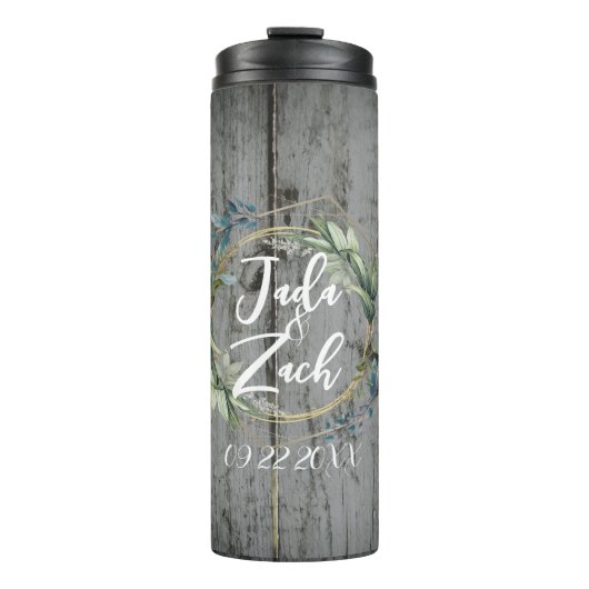 Bouteilles Isothermes Tambour thermique Mariage à feuilles rustique élég (Devant)