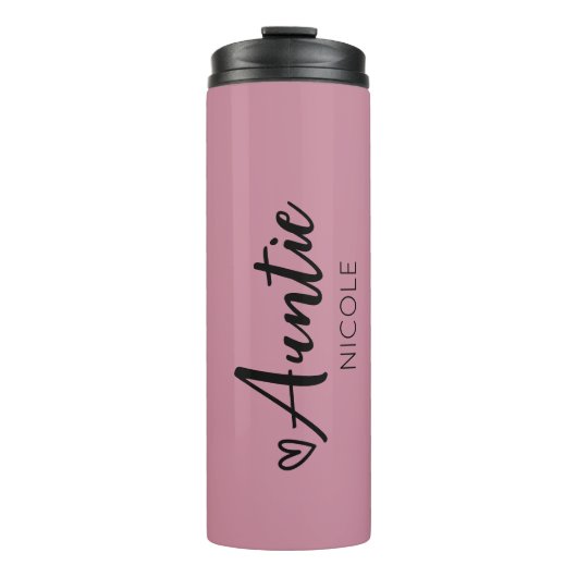 Bouteilles Isothermes Tantes Coeur mignonne Personnalisé Dusty Mauve (Devant)