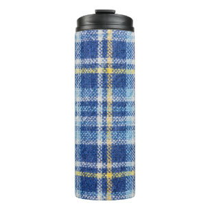 Bouteilles Isothermes Tartan bleu et jaune ou arrière - plan plaid pour