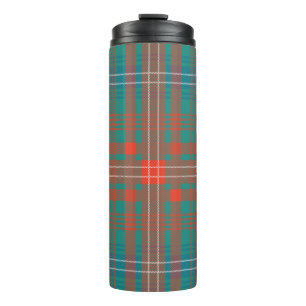 Bouteilles Isothermes Tartan Clan Wilson Carreaux Orange Turquoise