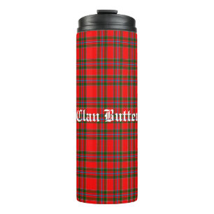 Bouteilles Isothermes Tartan du beurre de clan et texte personnalisé