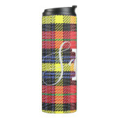 Bouteilles Isothermes Tartan jaune et rouge À damiers Nom du monogramme (Tourné sur la gauche)