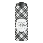 Bouteilles Isothermes Tartan motif Noël noir blanc Monogramme (Devant)